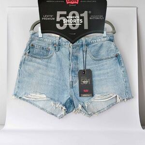 Levi's "501 High Rise" distressed cut-off denim shorts. Size 31